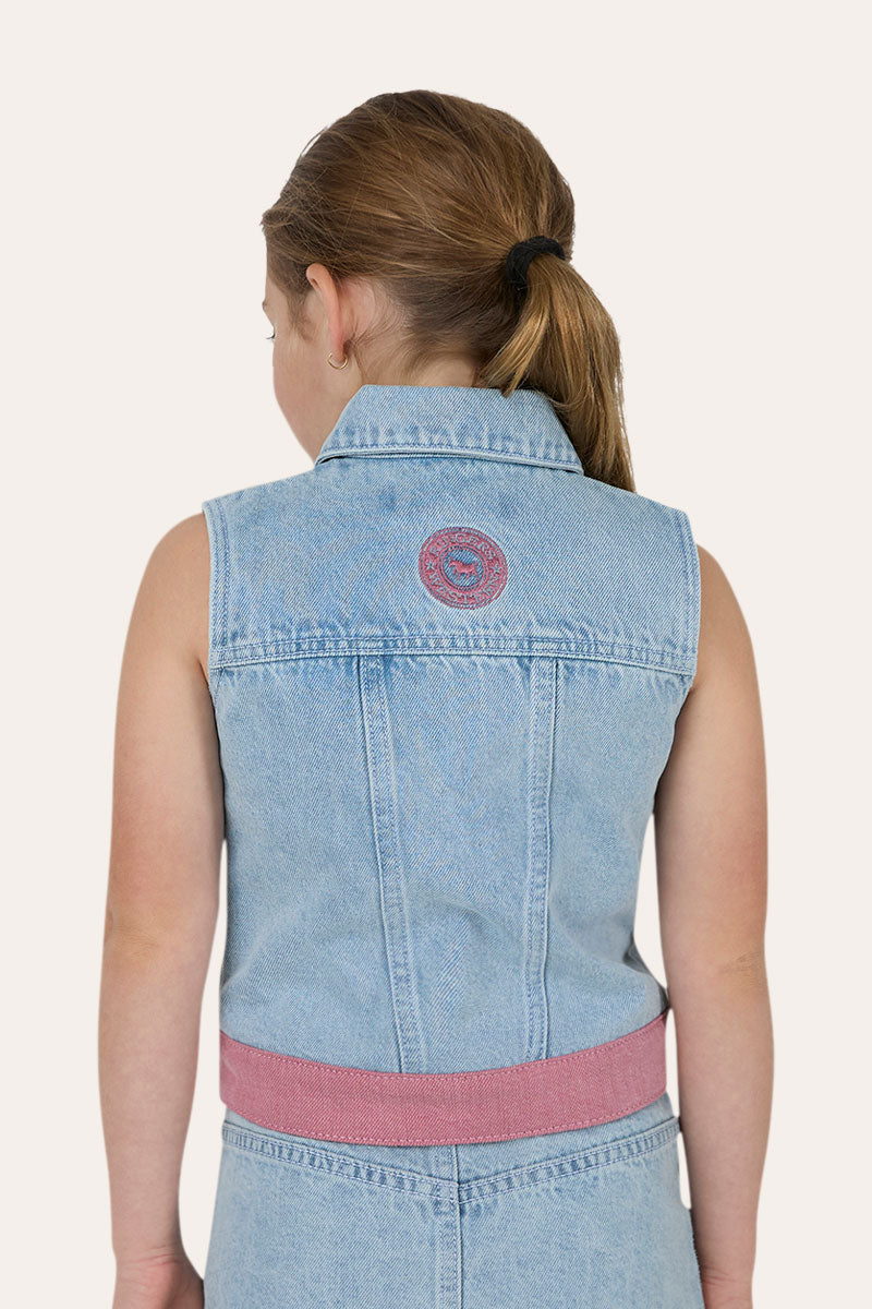 Ringers Western Cowgirl Club Kids Girls Studded Vest - Back