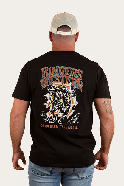 Ringers Western Do No Harm Take No Bull Mens Loose Fit T-Shirt - Black
