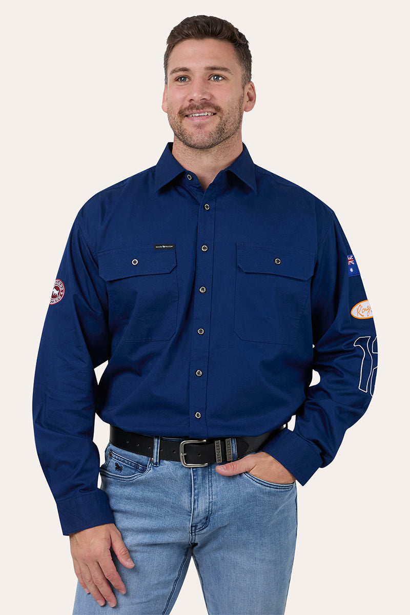 Ringers Western Drive By Mens Full Button Work Shirt - Front
