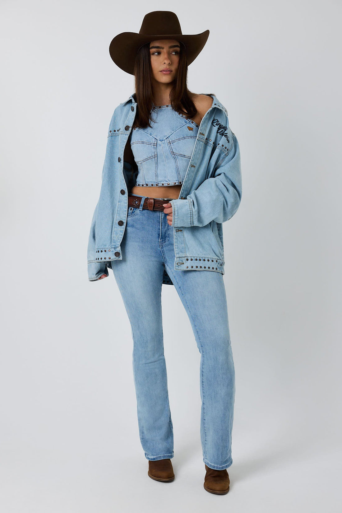Ringers Western El Rancho Unisex Western Bomber Jacket - Vintage Light Blue