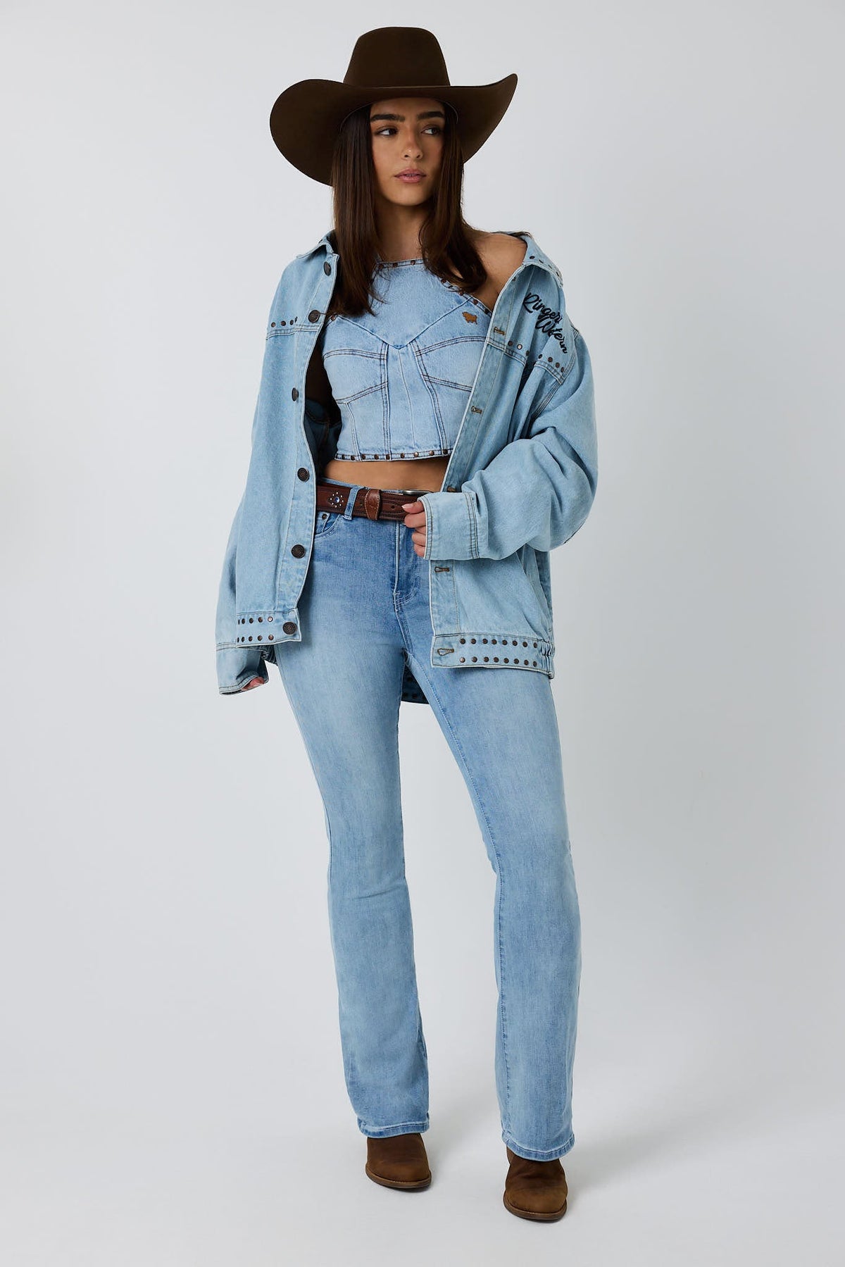 Ringers Western El Rancho Unisex Western Bomber Jacket - Vintage Light Blue