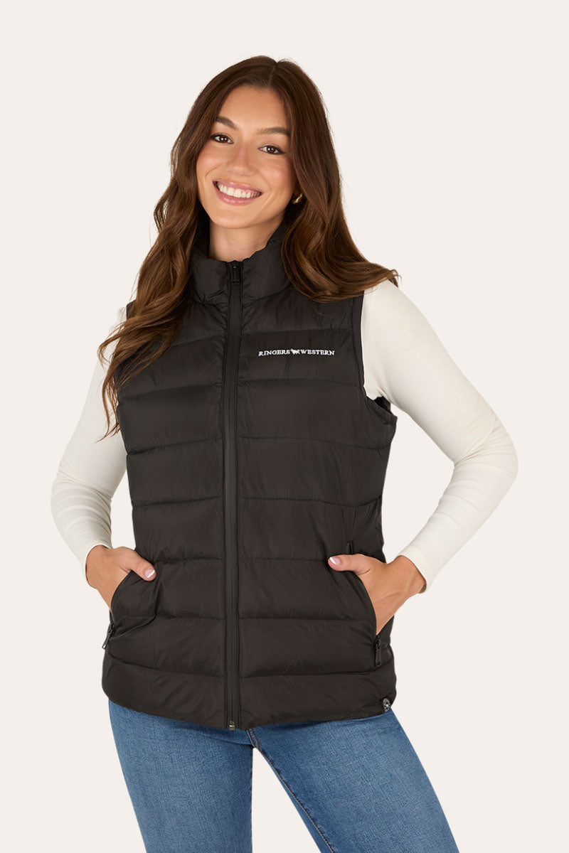 Ringers Western Elament Womens Puffer Vest - Black Front