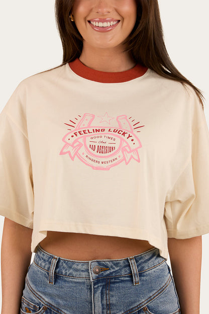 Ringers Western Feeling Lucky Womens Cropped Oversized T-Shirt - 2