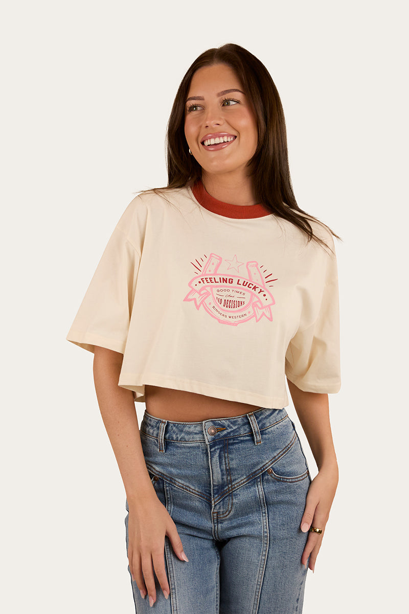 Ringers Western Feeling Lucky Womens Cropped Oversized T-Shirt - 3