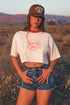 Ringers Western Feeling Lucky Womens Cropped Oversized T-Shirt - Off White