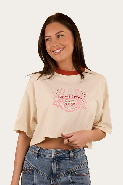 Ringers Western Feeling Lucky Womens Cropped Oversized T-Shirt