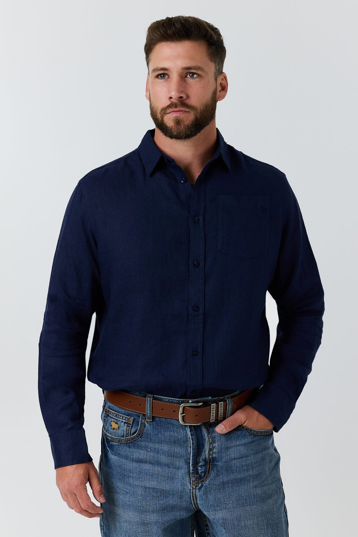 Ringers Western Fieldstone Mens Linen Shirt - 2