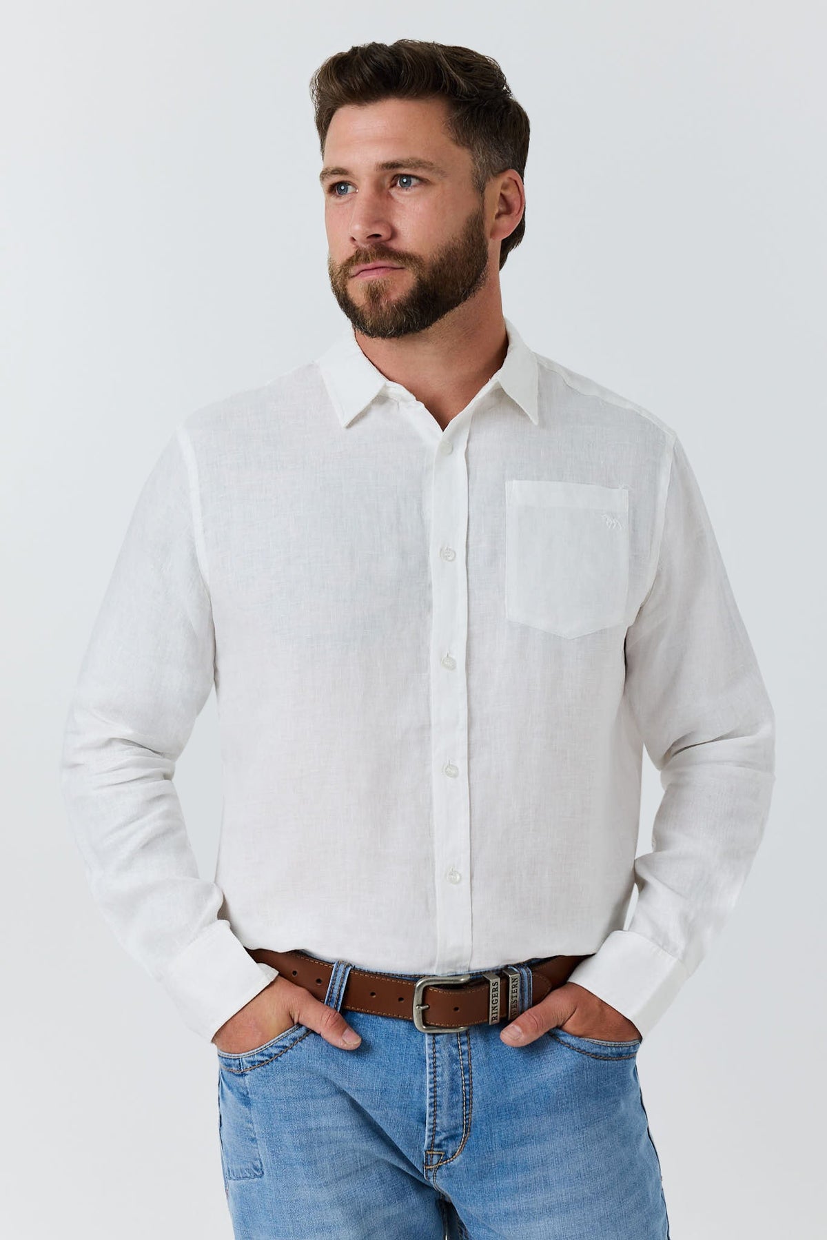 Ringers Western Fieldstone Mens Linen Shirt - 8
