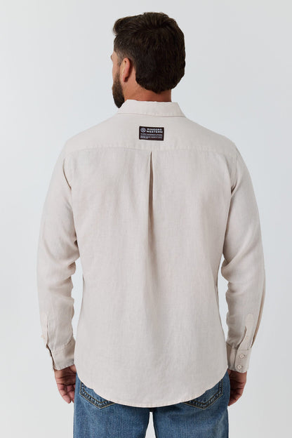 Ringers Western Fieldstone Mens Linen Shirt - Sand Back