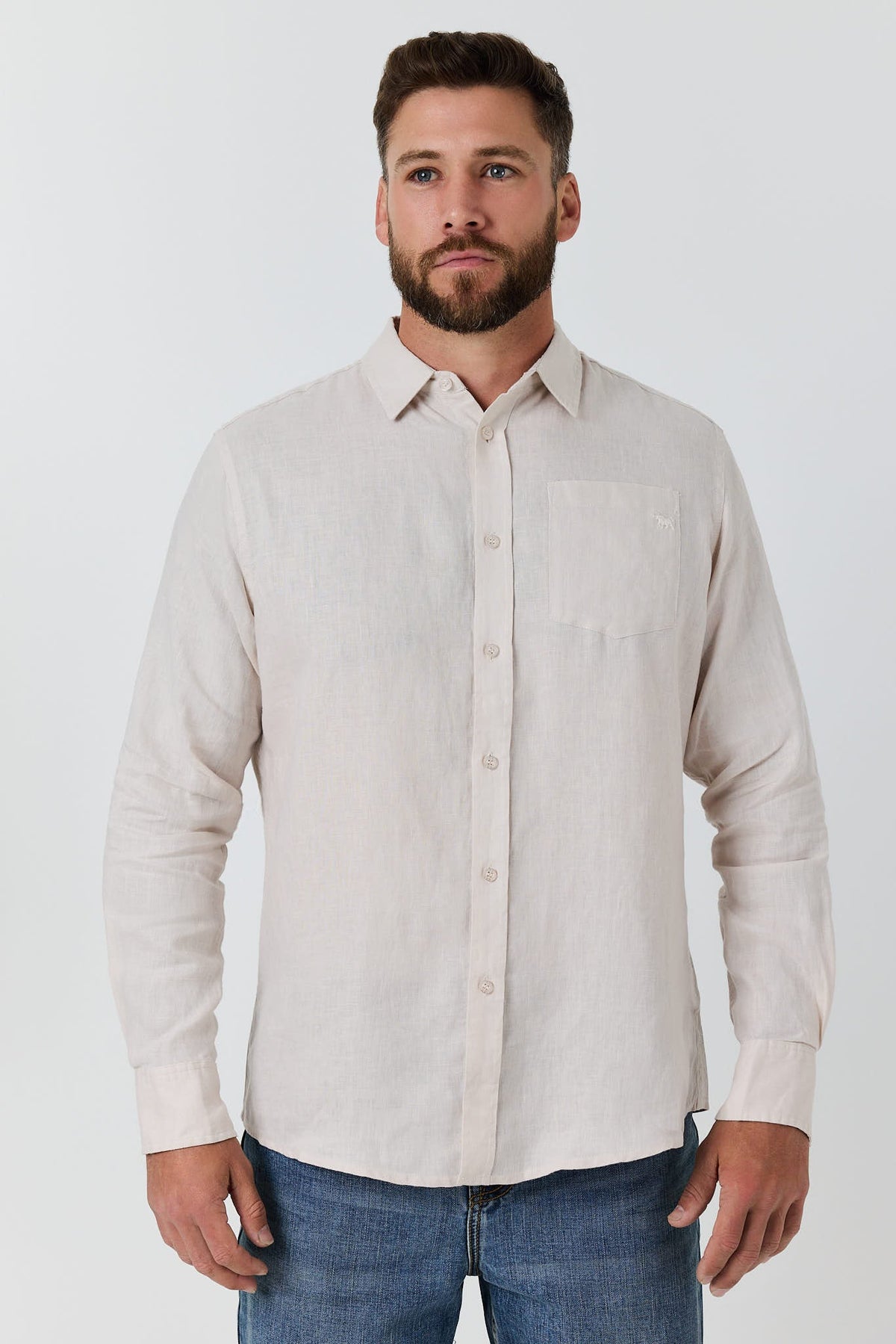 Ringers Western Fieldstone Mens Linen Shirt - Sand