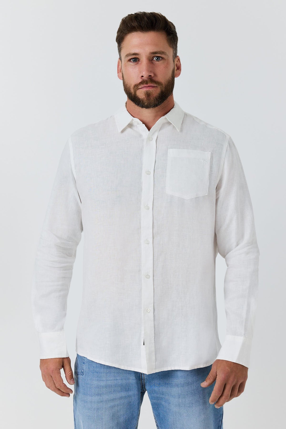 Ringers Western Fieldstone Mens Linen Shirt - White