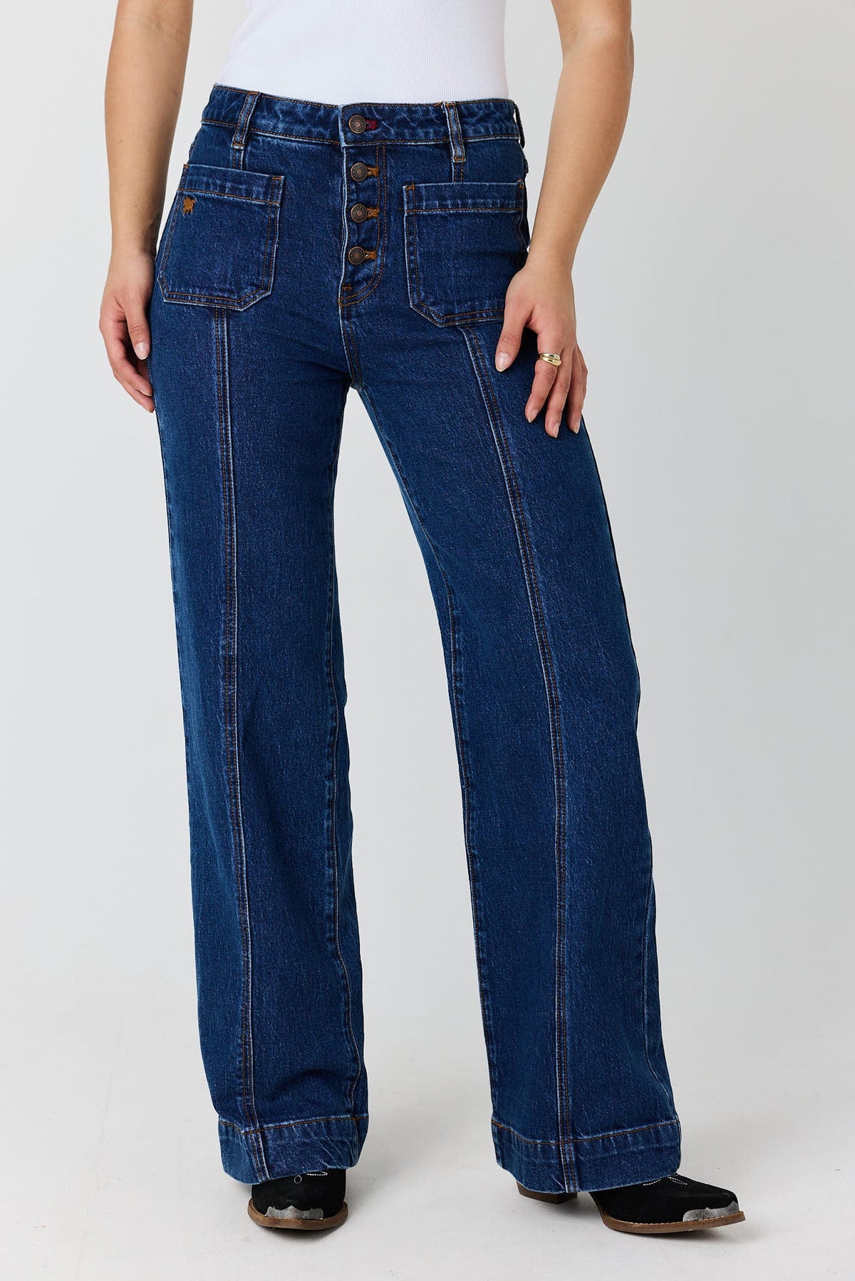 Ringers Western Gabby Womens High Rise Wide Leg Sailor Jean - Front