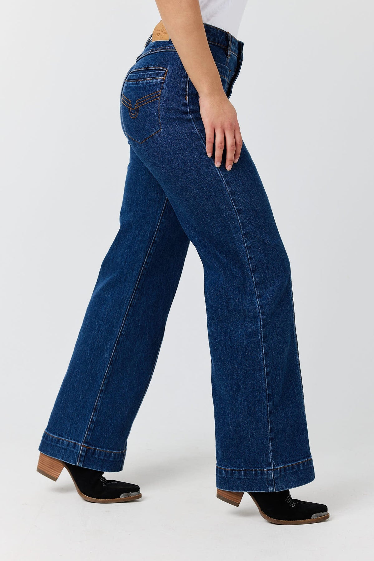 Ringers Western Gabby Womens High Rise Wide Leg Sailor Jean - Side