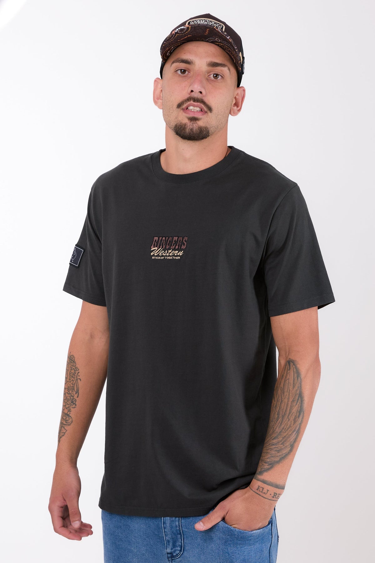 Ringers Western Garbala Unisex Classic Fit T-Shirt - Washed Black Front