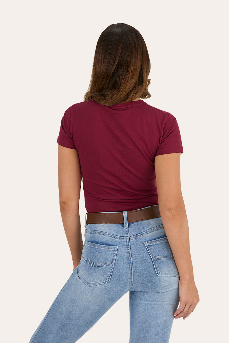 Ringers Western GEC Reeves Womens Classic Fit T-Shirt - Burgundy Back