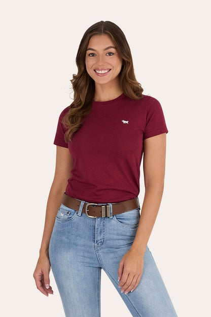 Ringers Western GEC Reeves Womens Classic Fit T-Shirt - Burgundy Front