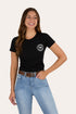 Ringers Western GEC Signature Bull Womens Classic Fit T-Shirt - Black White Front