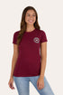 Ringers Western GEC Signature Bull Womens Classic Fit T-Shirt - Burgundy White Front