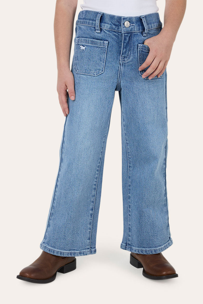 Ringers Western Georgie Kids Girls Wide Leg Jean - Light Blue