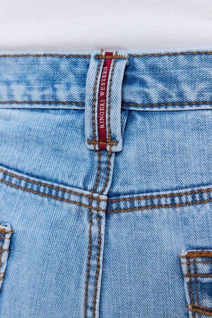 Ringers Western Granger Mens Loose Straight Wide Leg Jean - Light Blue Back