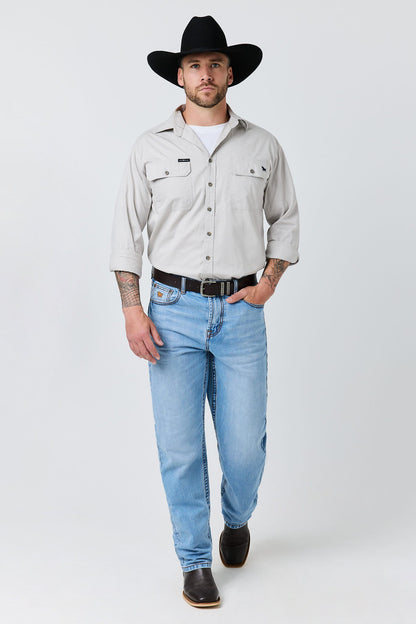 Ringers Western Granger Mens Loose Straight Wide Leg Jean - Light Blue Front