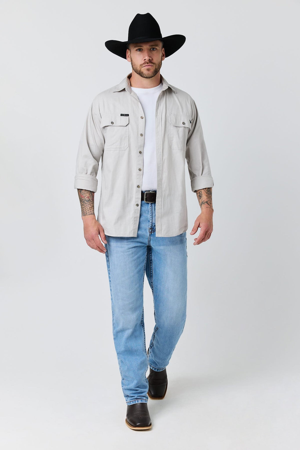 Ringers Western Granger Mens Loose Straight Wide Leg Jean - Light Blue
