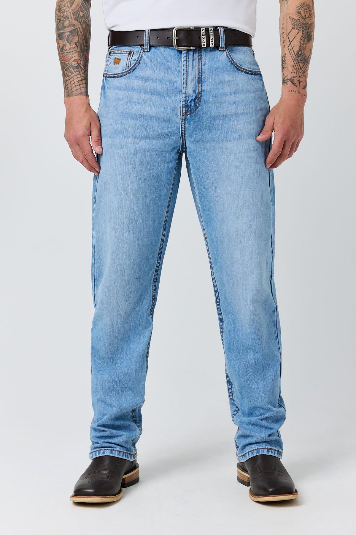 Ringers Western Granger Mens Loose Straight Wide Leg Jean