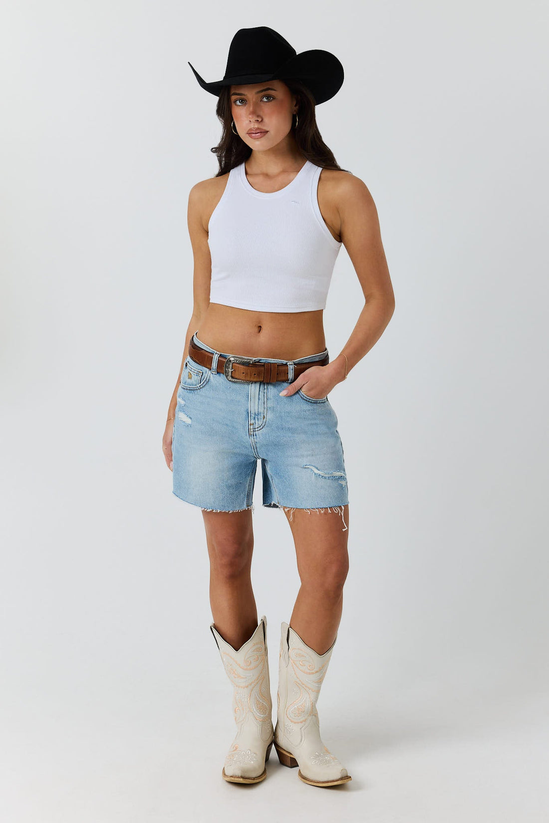 Ringers Western Hailey Womens Mid Rise Classic Short - Vintage Light Blue