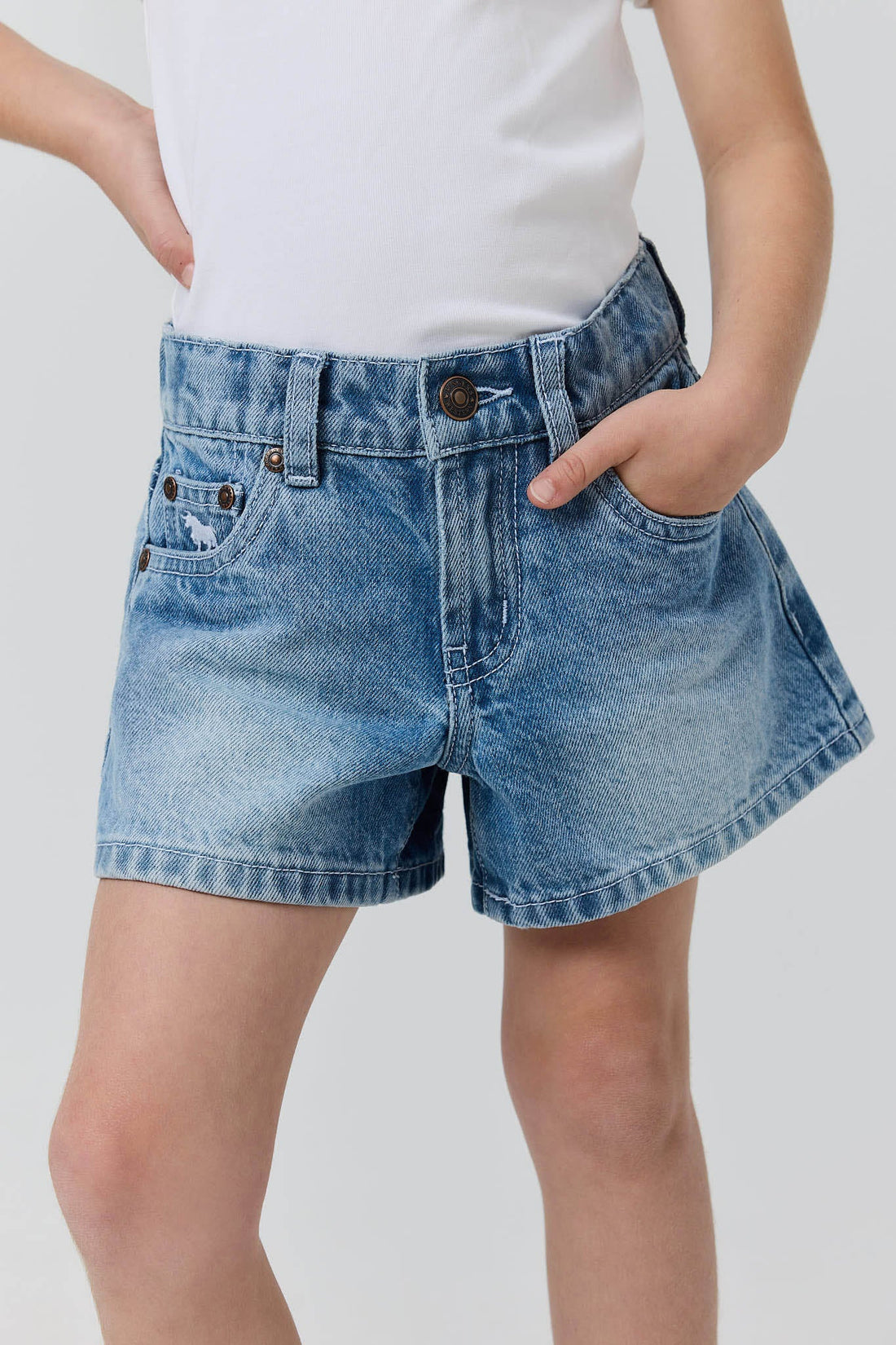 Ringers Western Hannah Kids Girls Denim Short - Light Blue