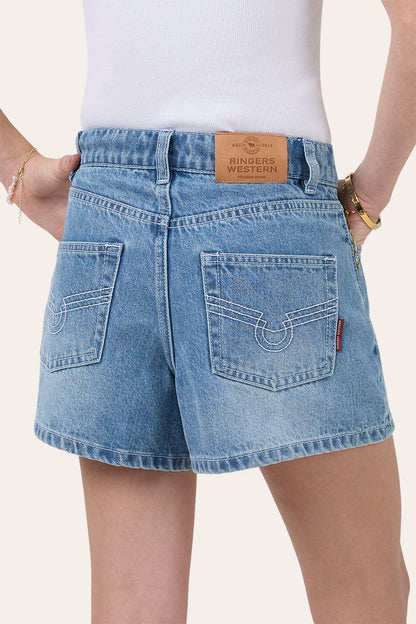Ringers Western Hannah Youth Girls Denim Short - Back