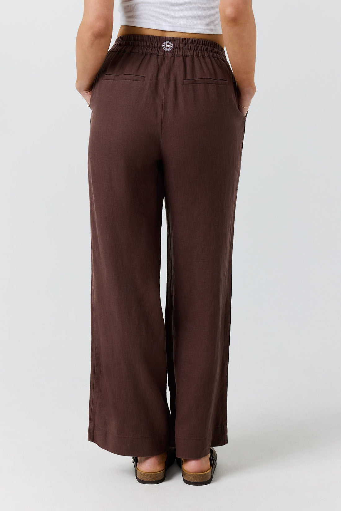 Ringers Western Hattie Womens Linen Drawstring Pant - Chocolate Back