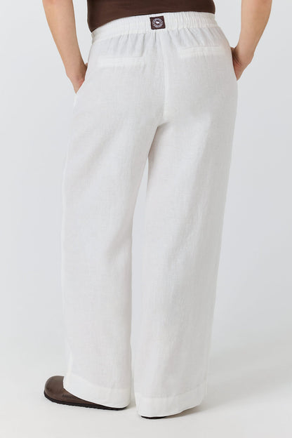 Ringers Western Hattie Womens Linen Drawstring Pant - White Back