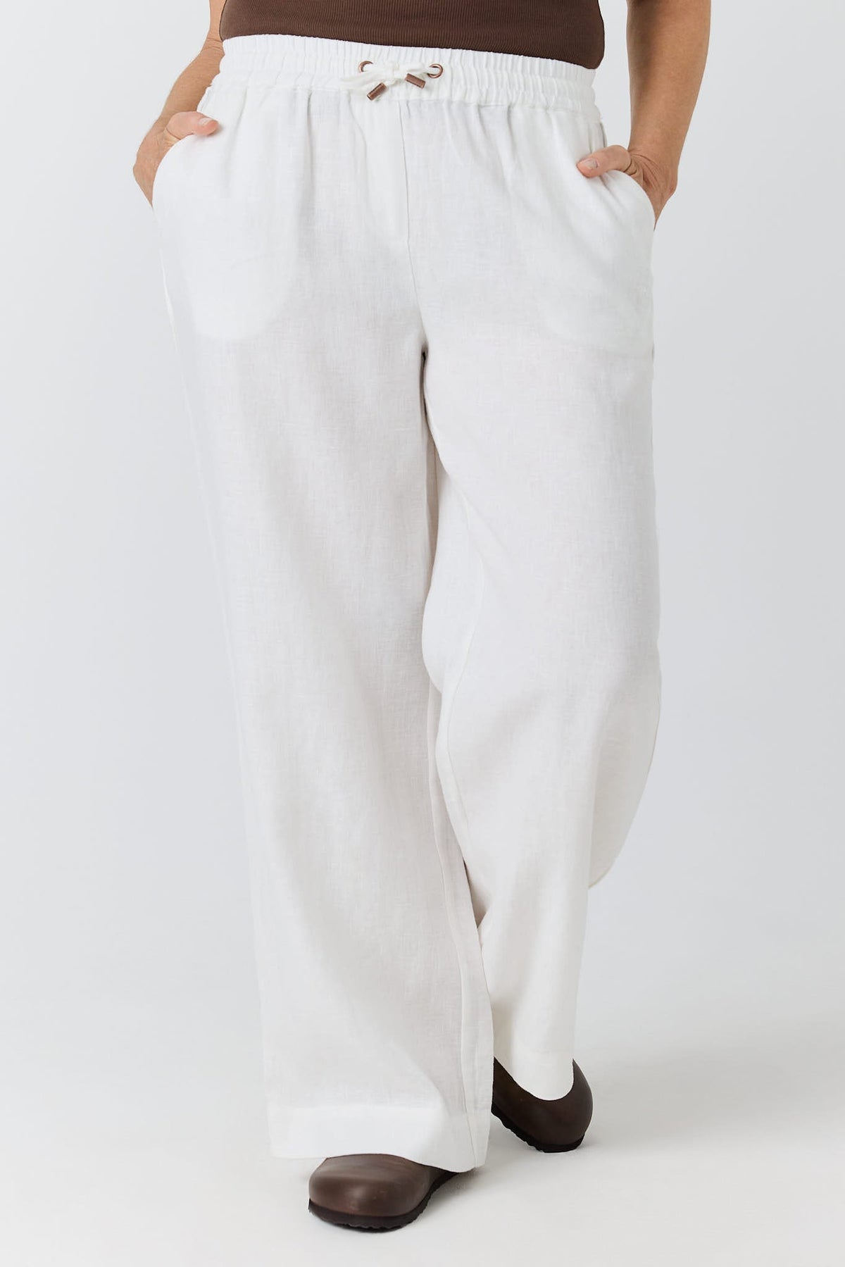 Ringers Western Hattie Womens Linen Drawstring Pant - White