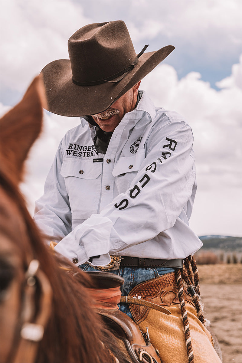 Ringers Western Hawkeye Mens Full Button Work Shirt - White