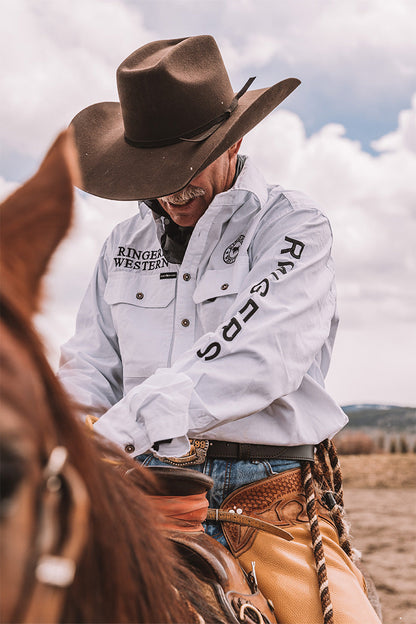 Ringers Western Hawkeye Mens Full Button Work Shirt - White