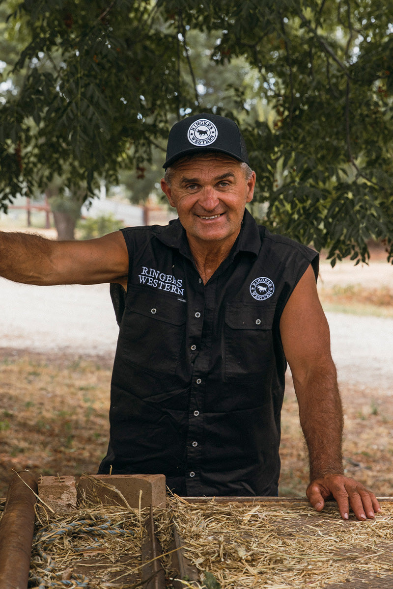 Ringers Western Hawkeye Mens Sleeveless Work Shirt - Black