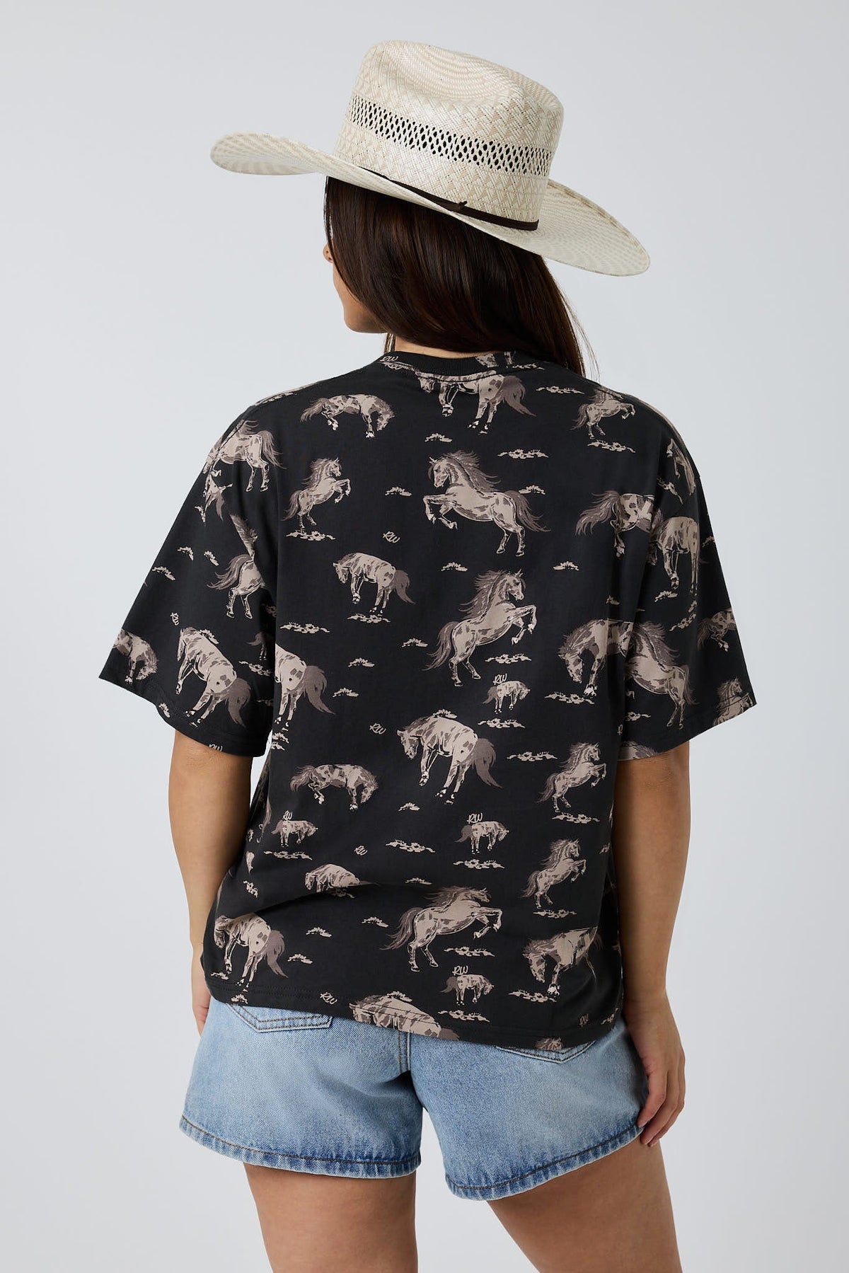 Ringers Western Head Over Hooves Womens Oversized T-Shirt - Back