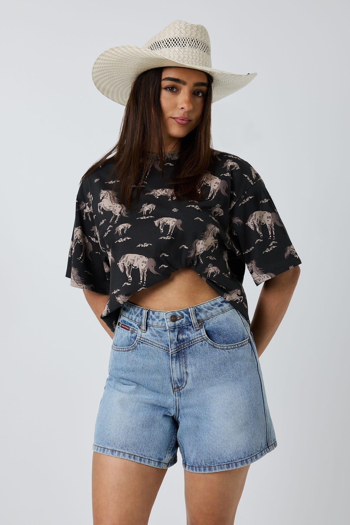 Ringers Western Head Over Hooves Womens Oversized T-Shirt - Front
