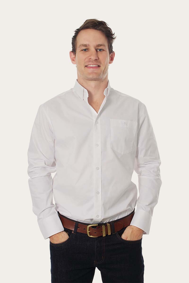 Ringers Western Heritage Mens Plain Dress Shirt - White