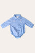 Ringers Western Howdy Tot Babies LS Workshirt Romper - Blue White Front