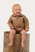 Ringers Western Howdy Tot Babies LS Workshirt Romper - Clay White Front
