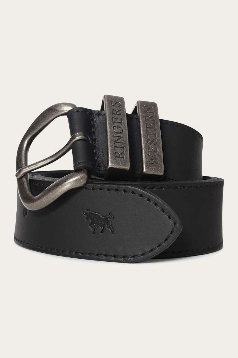Ringers Western James Belt - 100% Australian Made - Black Silver