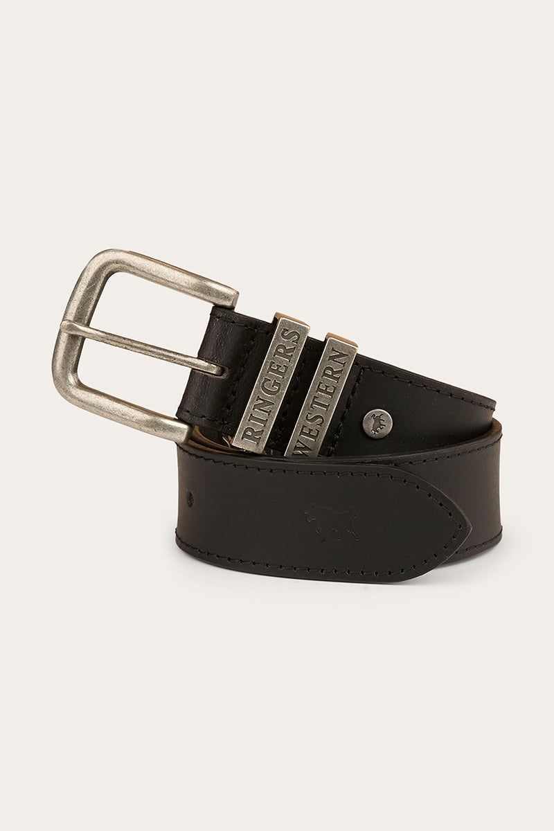 Ringers Western James Kids Belt - 100% Australian Made - Black Silver