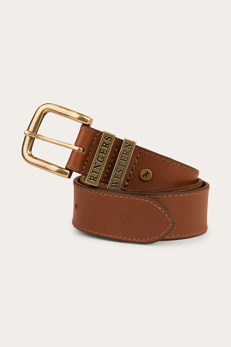 Ringers Western James Kids Belt - 100% Australian Made - Tawny Brown Gold