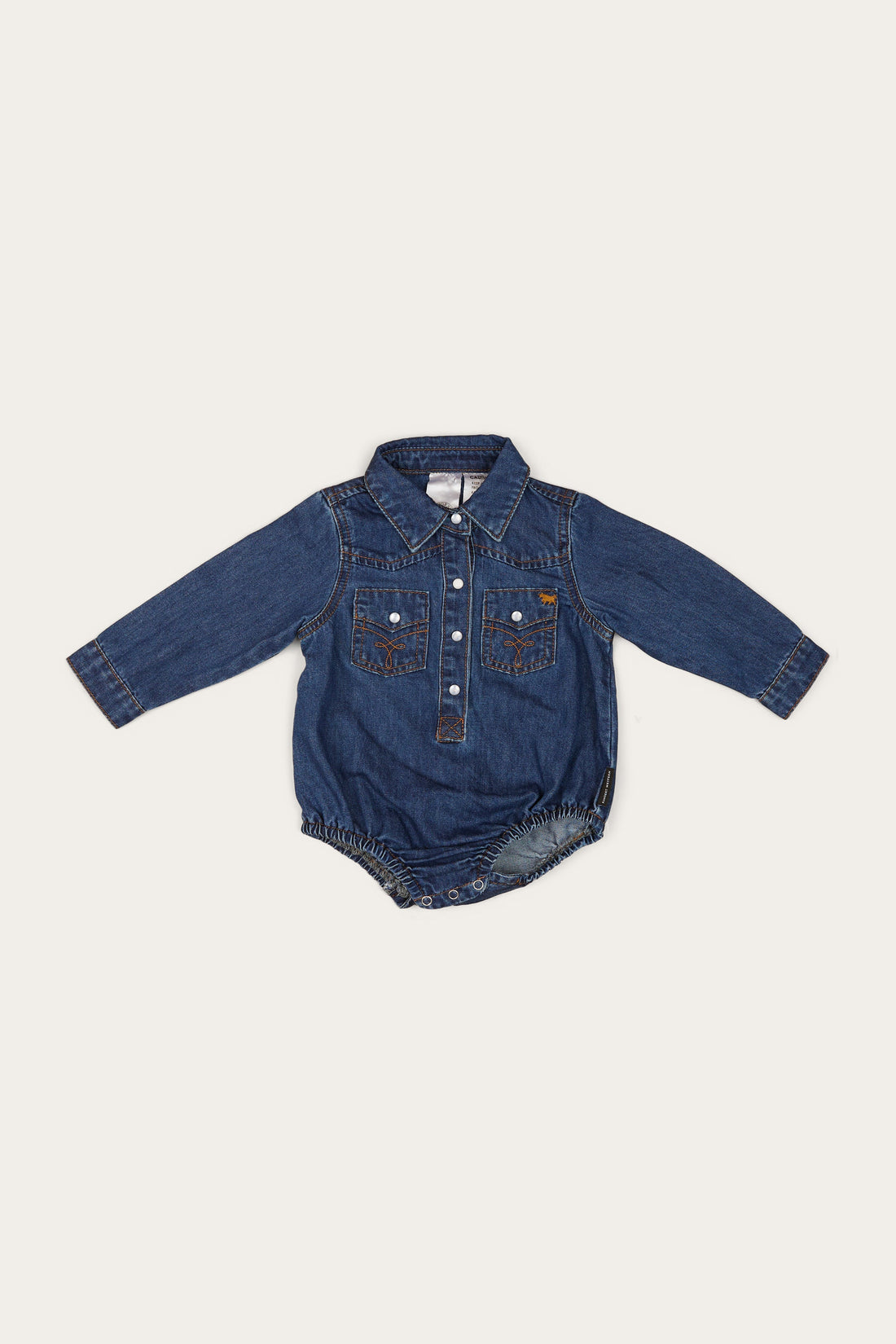 Ringers Western Jax Babies Chambray Western Shirt Romper - Front