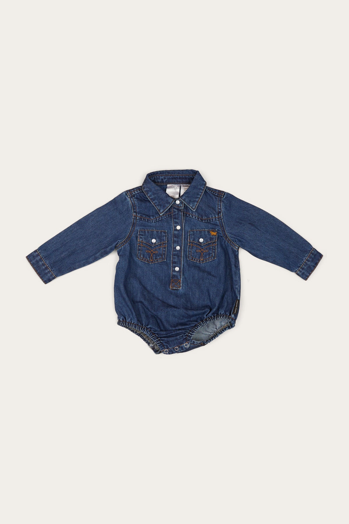 Ringers Western Jax Babies Chambray Western Shirt Romper - Front