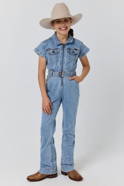 Ringers Western Jazmine Teen Girls Zip Front Jumpsuit - Light Blue