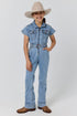 Ringers Western Jazmine Teen Girls Zip Front Jumpsuit - Light Blue