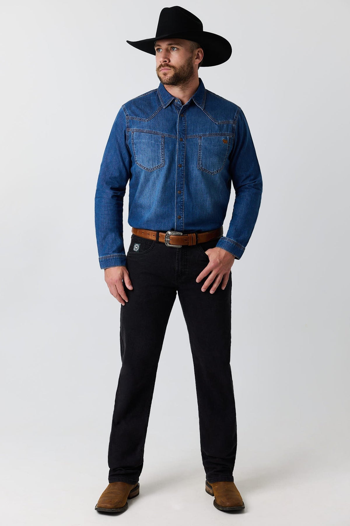 Ringers Western Jerome Mens Denim Shirt - Front