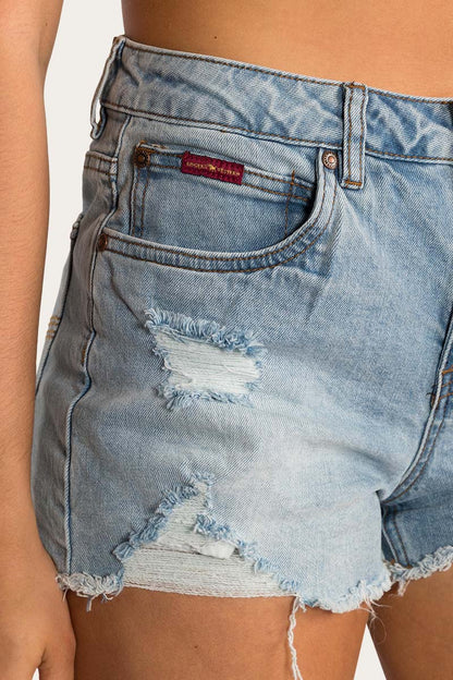 Ringers Western Jessie Womens Mid Rise Ripped Denim Short - 14